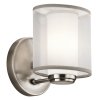 Kinkiet Saldana - 1 źródło światła Klasyczny pewter abażur z organzy okrągły klosz tuba minimalistyczny uniwersalny KL-SALDANA1 KICHLER